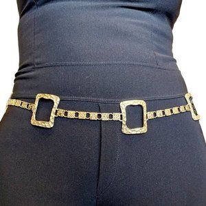 Vintage Napier Hammered Gold Link Bikini Chain Belt MCM‎ 38" E. Bertolli